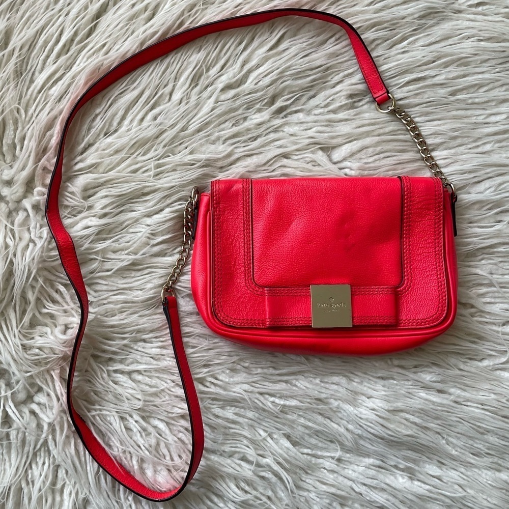 Kate Spade Geranium Hot Pink Leather Primrose Hill Little Kaelin Crossbody Bag